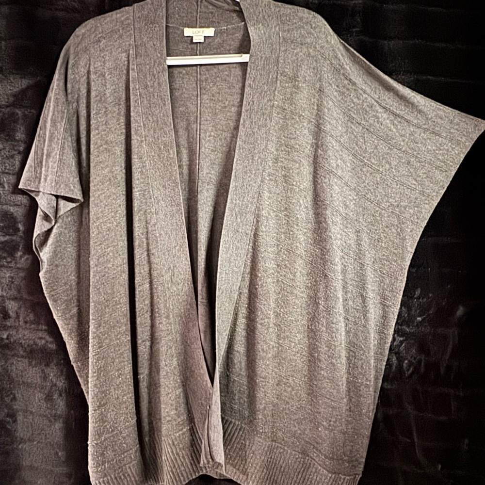 LOFT Gray Women's Cardigan Poncho Style Sweater